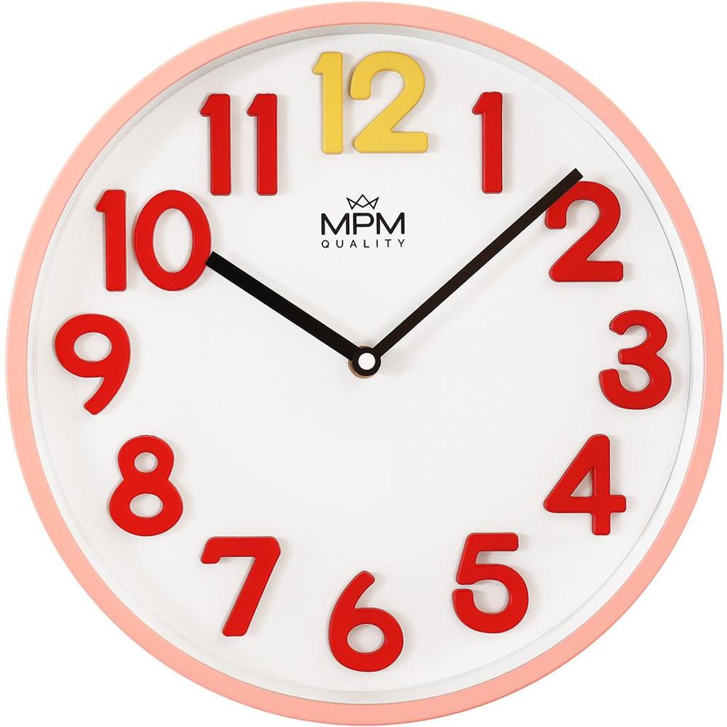 MPM-Quality Wanduhr Meridi rund Ø 306 mm Kunststoff Rosa