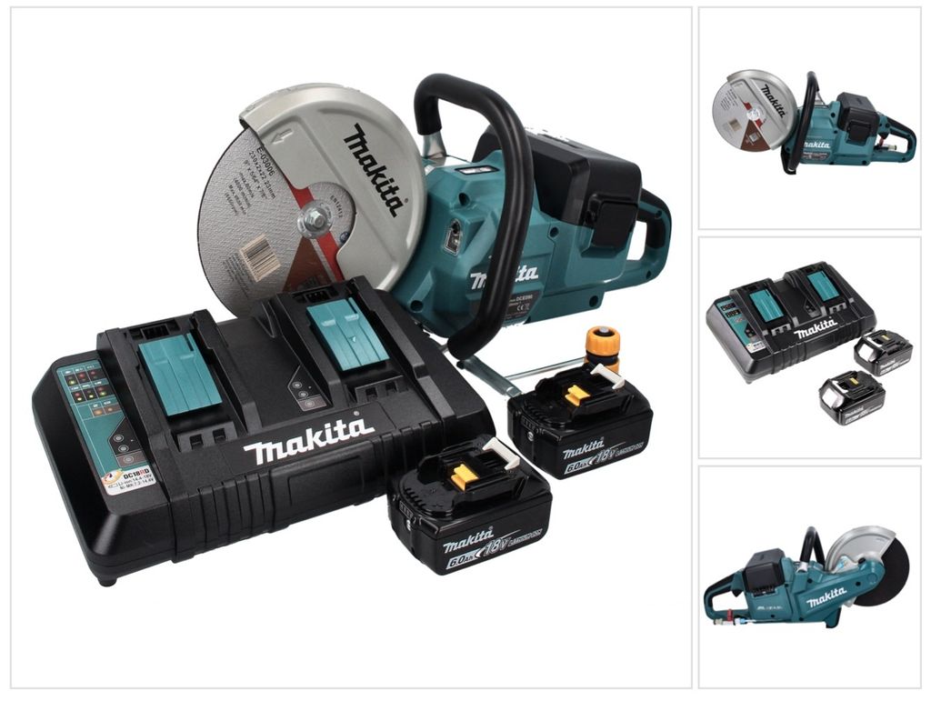 Makita DCE 090 PG2X1 Akku Trennschleifer 36 V ( 2x 18 V ) 230 mm Brushless + 2x Akku 6,0 Ah + Doppelladegerät
