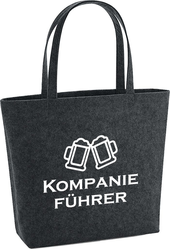 Huuraa Filzshopper Kompanieführer Schützenfest 22 Liter Charcoal Melange Filztasche Geschenkidee