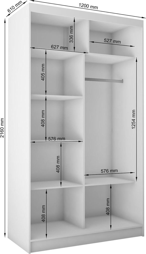 BEAUTYSOFA Kleiderschrank mit Hochglanz VIVA 120cm - Produktbild 3