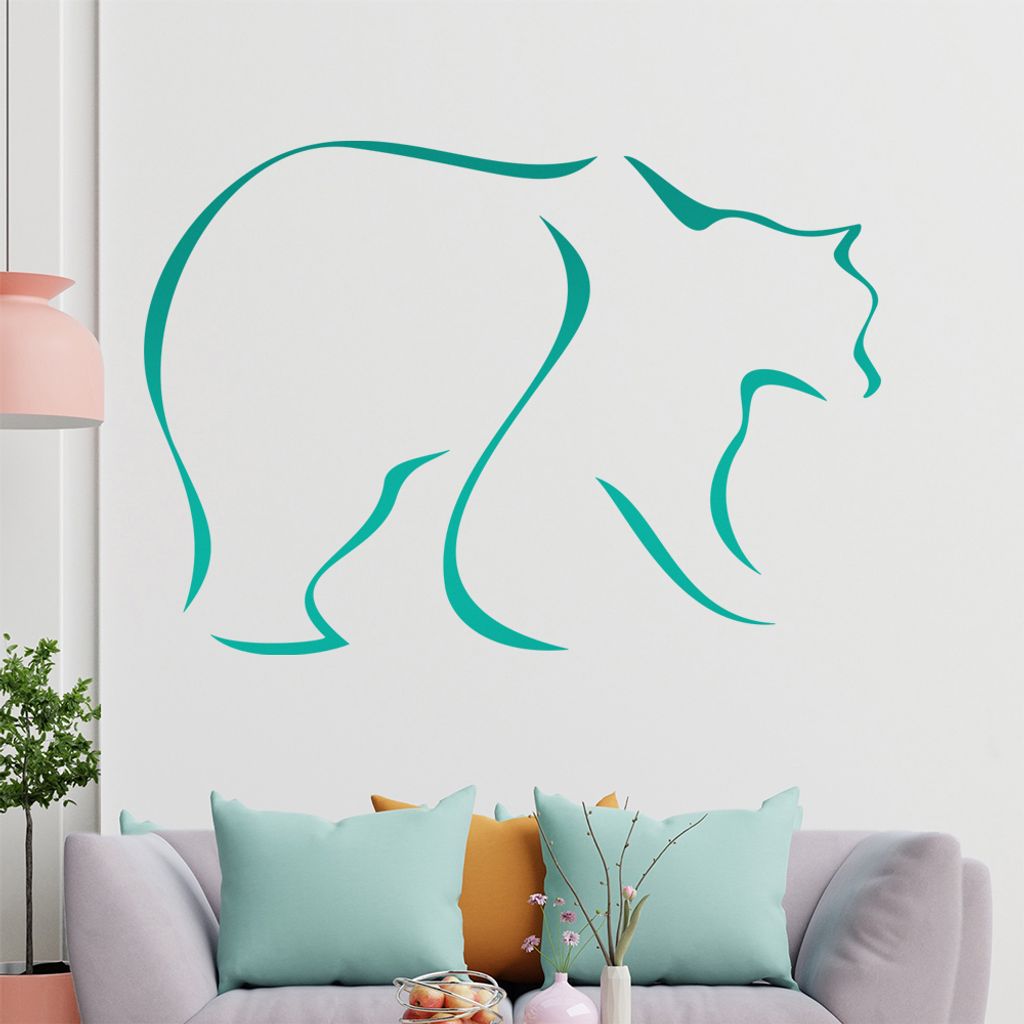 Bär Linien Wandtattoo in 6 Größen - Wandaufkleber Wall Sticker - Dekoration, Küche, Wohnzimmer, Schlafzimmer, Badezimmer