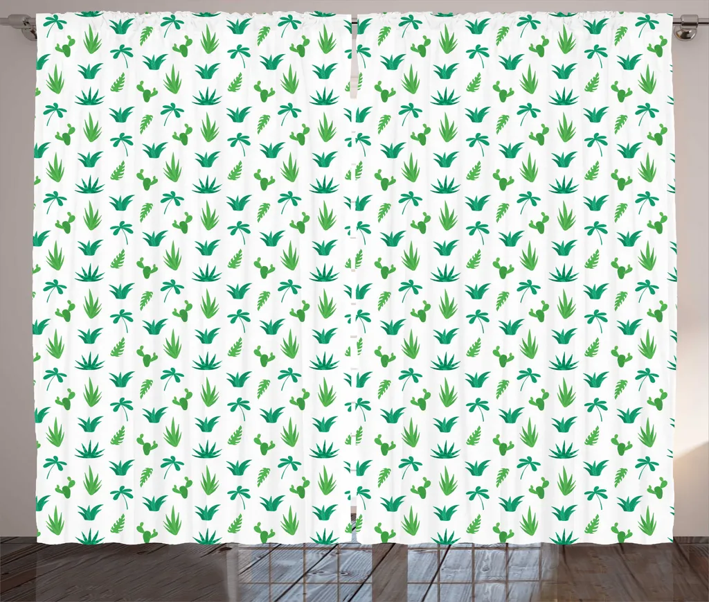Rideau pour chambre motif végétal avec crochets et boucles 280x225