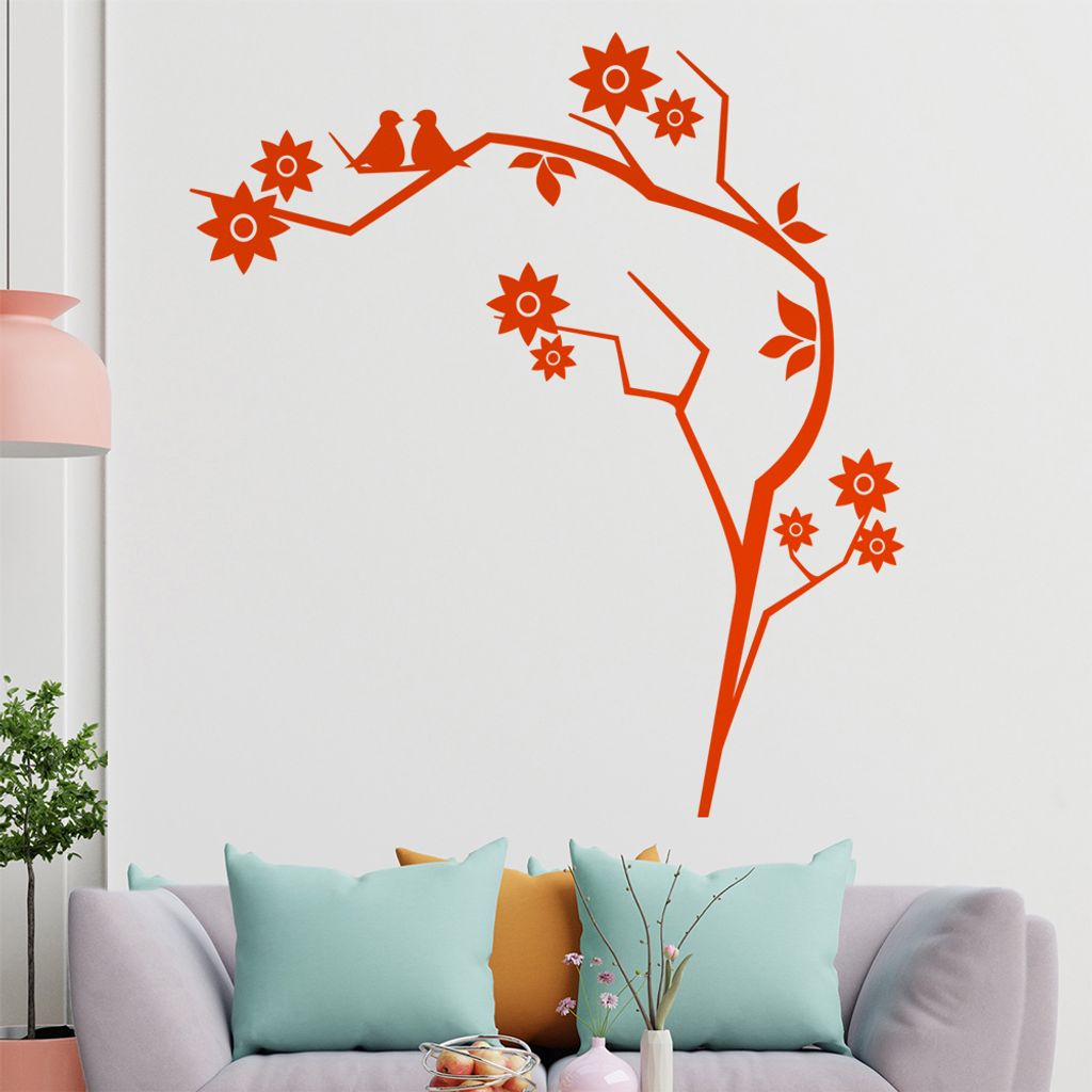 Tribal Farn mit Schmetterling Wandtattoo in 6 Größen - Wandaufkleber Wall Sticker - Dekoration, Küche, Wohnzimmer, Schlafzimmer, Badezimmer