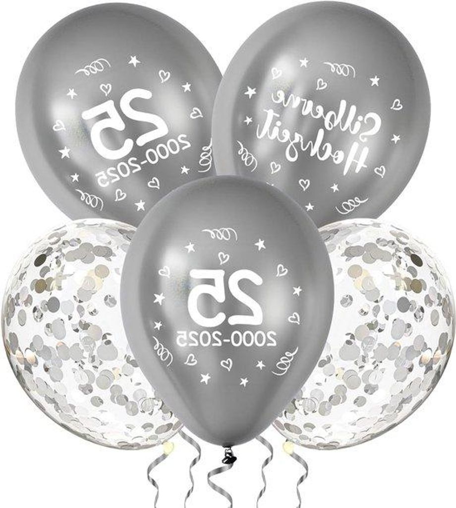 Silberne Dekorationen - 30 Stück 30 cm 25 Jahre Hochzeit Ballons Metallisch Silber