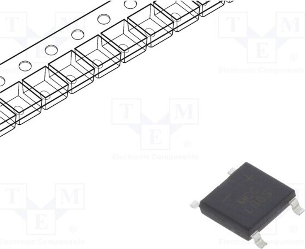 3x Einphasen Brückengleichrichter If: 1A Urmax: 600V Ifsm: 30A LMB6S-TP Einphasen
