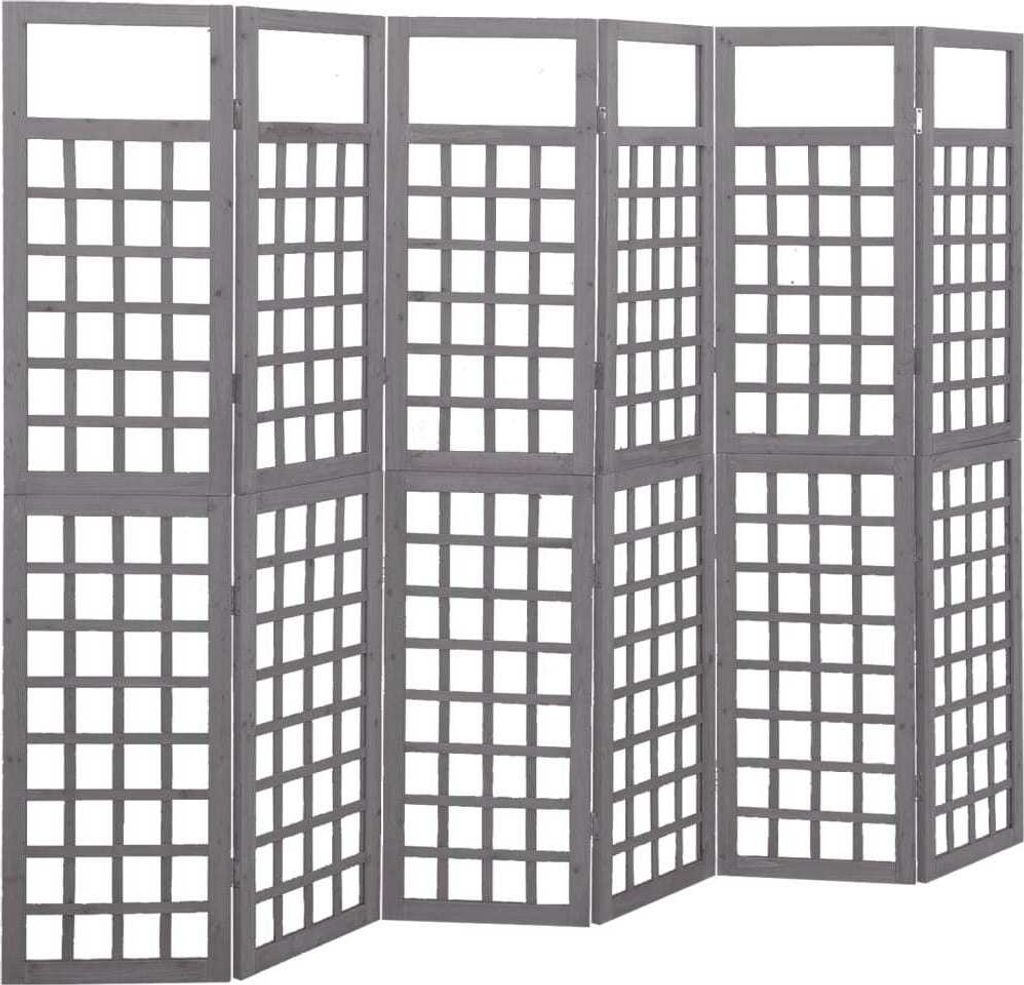 The Living Store Spalier/Paravent 6-teilig Massivholz Tanne Grau 242,5x180 cm