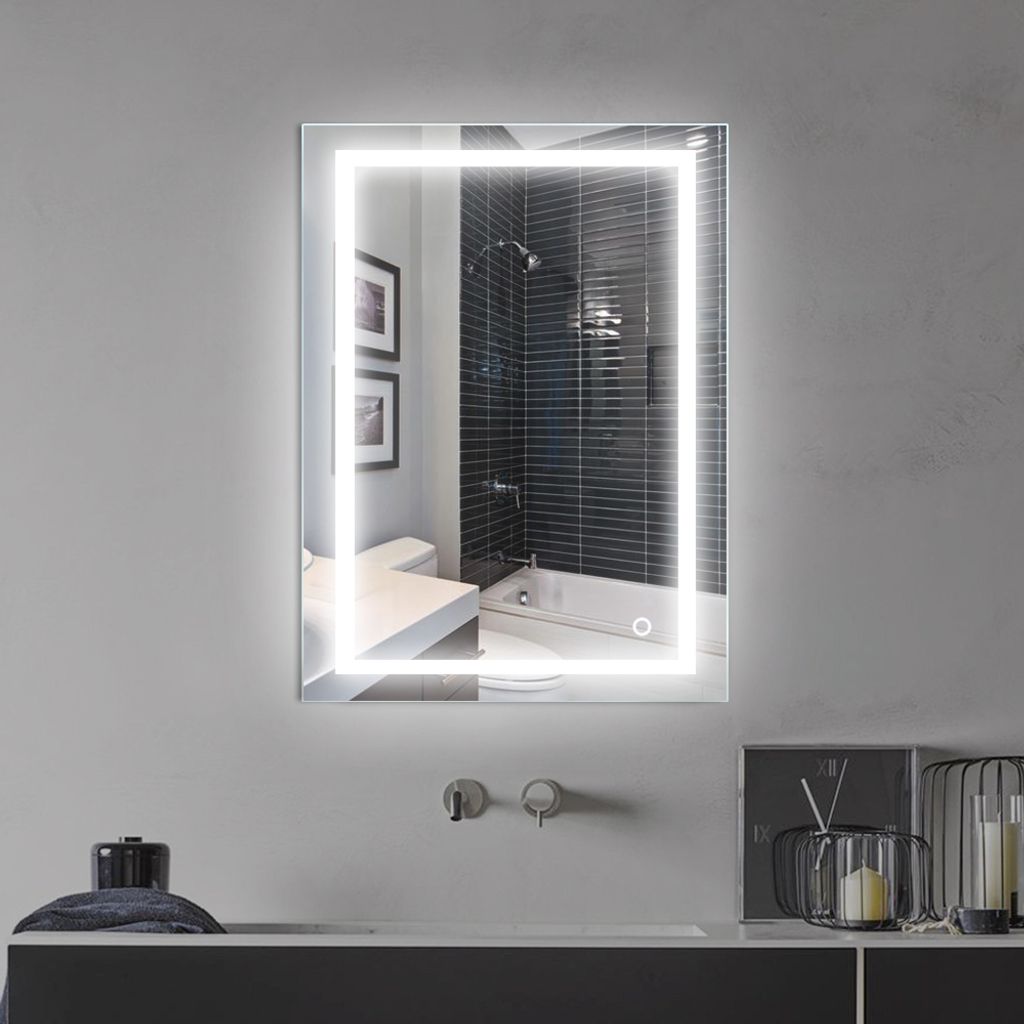 Miroir de salle de bain LED 60×80cm interrupteur tactile Image du produit 