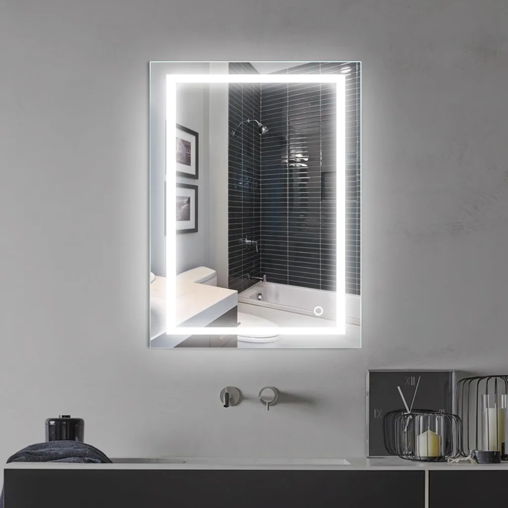 Miroir lumineux LED rectangulaire 60x80cm éclairage 3 couleurs réglables