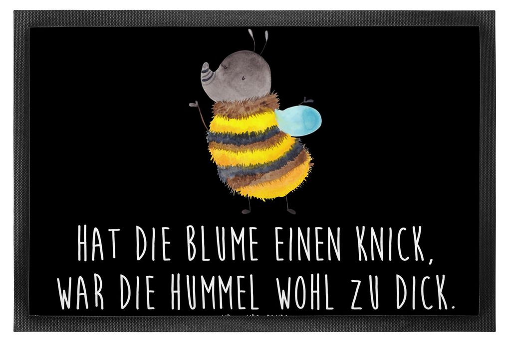 Mr. & Mrs. Panda Türmatte Hummel flauschig 60 x 90 cm - Schwarz - Geschenk, Schmutzfangmatte, Schmutzmatte, Biene, fußmatte, Natur, Bodenvorleger...