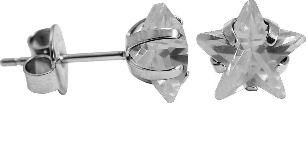 Ohrstecker Chirurgenstahl mit Stern in verschiedenen Farben und Größen Größe - 3 mm Farbe - Transparent