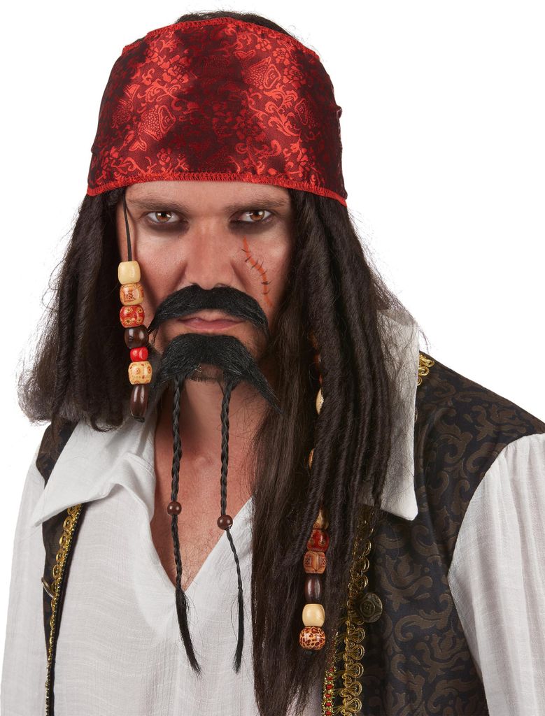 Set barba da capitano pirata nero-marrone - taglia unica Immagine del prodotto 