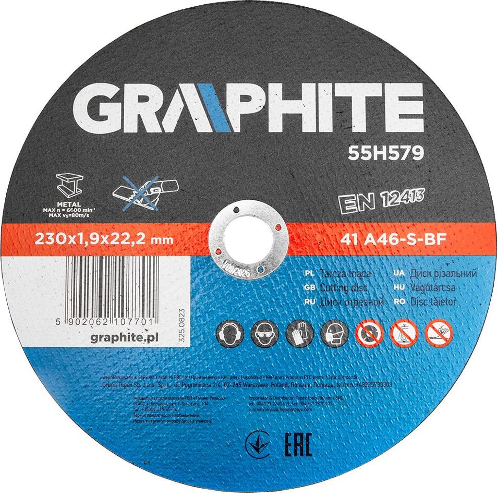 GRAPHITE 5 Stücke Set Trennscheibe Metall Trennscheiben (230 x 1.9 x 22.2 mm)