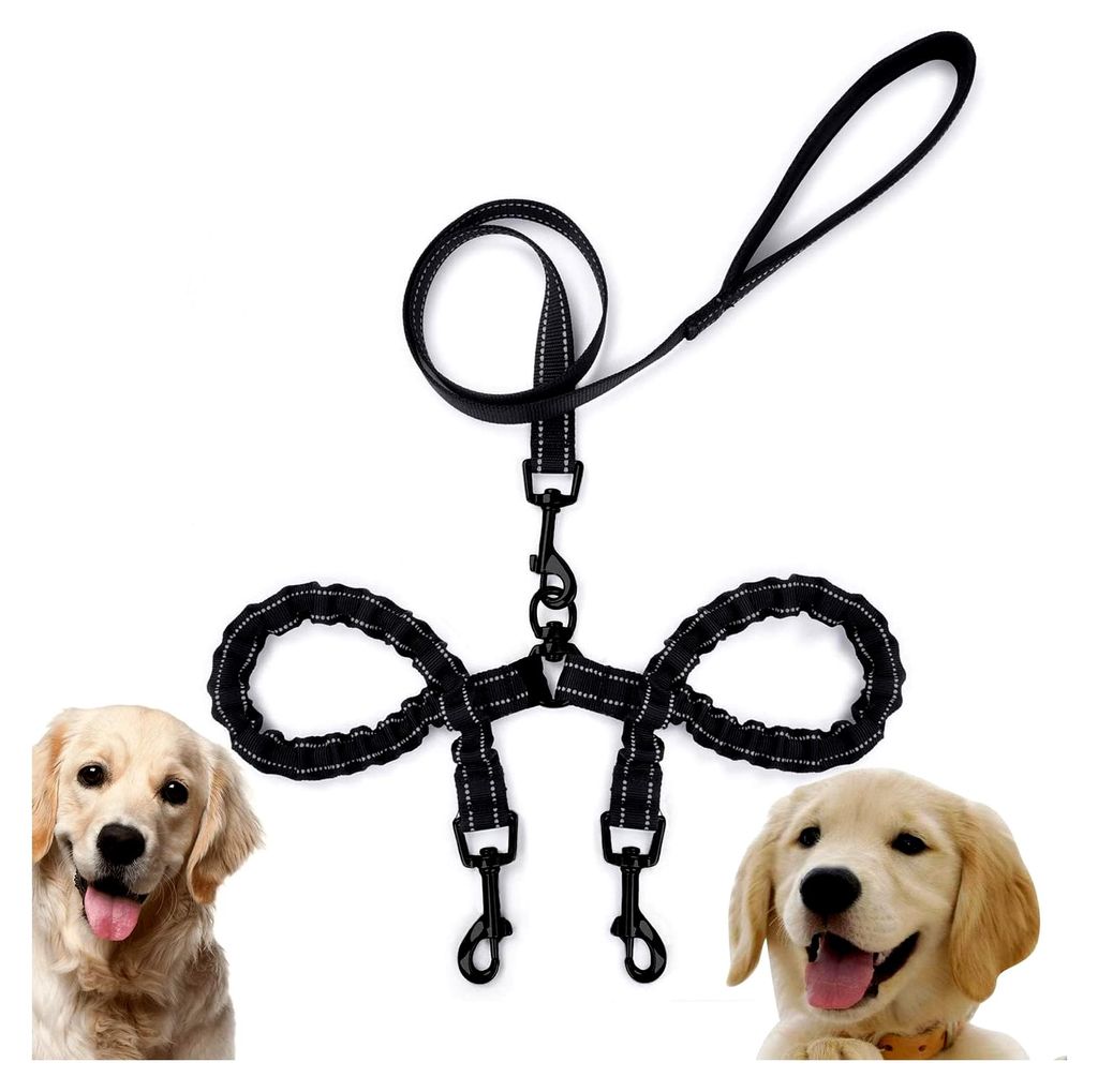 Doppelleine für zwei Hunde, ausziehbar, reflektierend, anti-verheddernd, 360°, für Hundetraining
