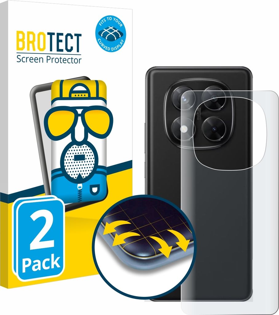 2x BROTECT Fullscreen Schutzfolie für Xiaomi Redmi Note 14 Pro (Rückseite) Displayschutz Folie Fullcover Matt Entspiegelungsfolie