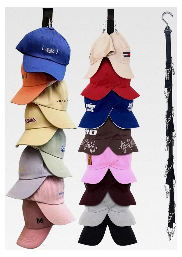 2 Stück Selbstklebende Kappenhalter, Vertikale Kappenhalter für Türen und Schränke, Geeignet für Alle Arten von Hüten, Wand- und Türhaken