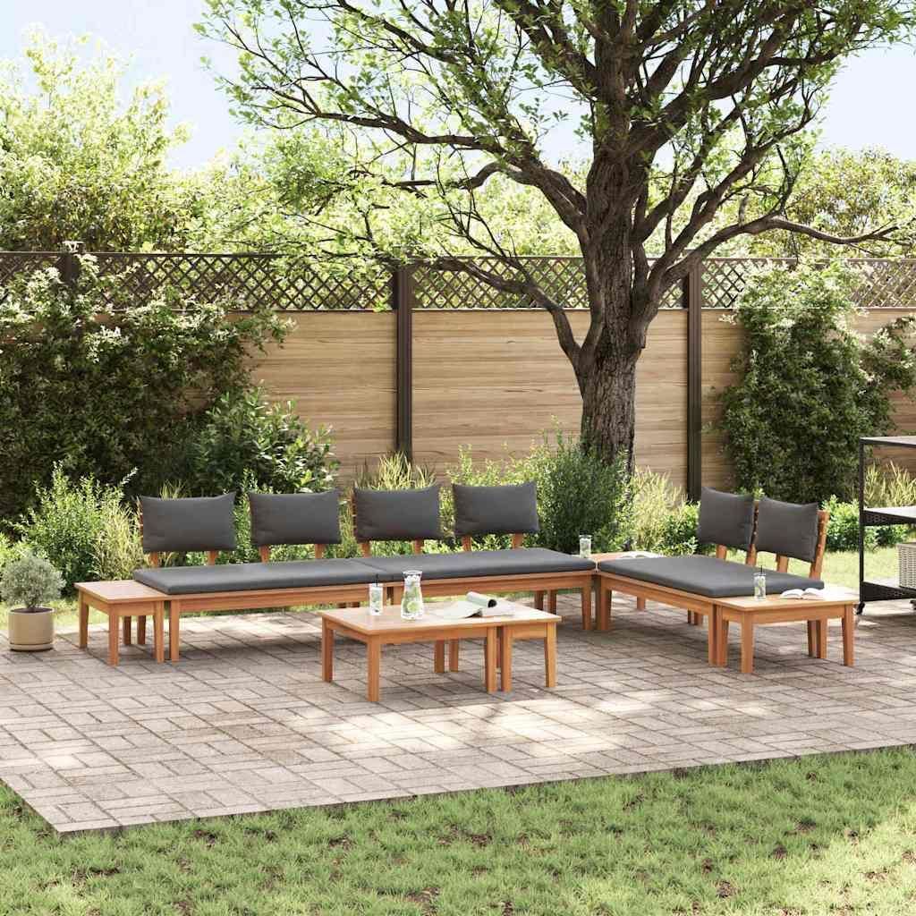 Möbel Gartenbänke Set mit Kissen mit Speicher 5 pcs Braun und Grau - Gartenmöbelgarnituren 3356871