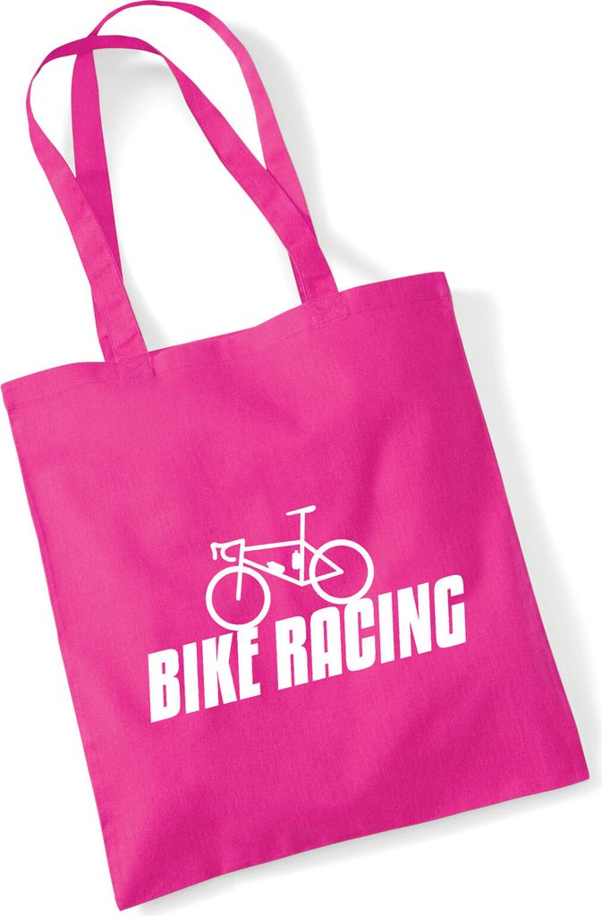 Huuraa Jutebeutel Bike Racing Fahrrad 10 Liter Fuchsia Baumwolle Tasche Geschenkidee