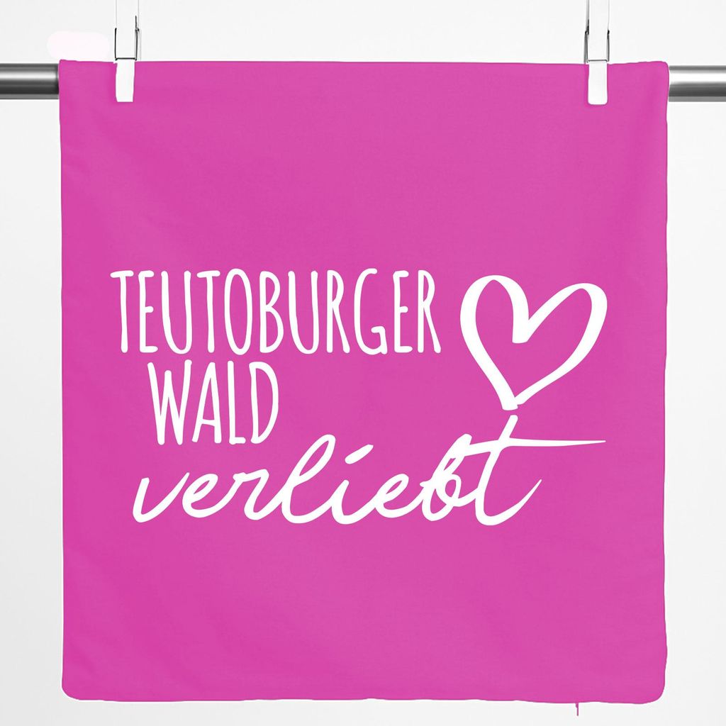 Huuraa Kissenbezug Teutoburger Wald verliebt 40x40cm Fuchsia Baumwolle Dekokissenbezug Geschenkidee