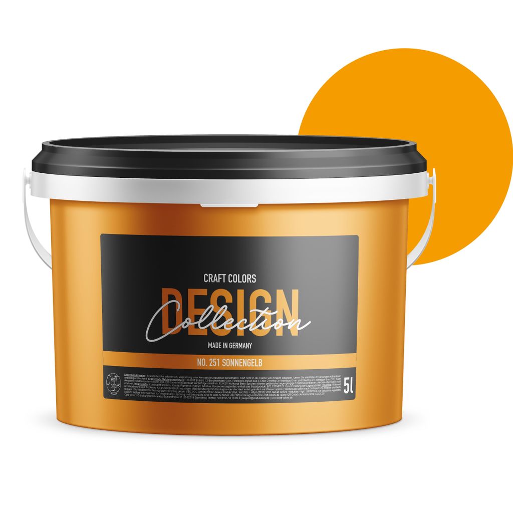5L hochwertige Wandfarbe edelmatt, Kreidefarbe Germany, DESIGN Collection No. 251 Sonnengelb