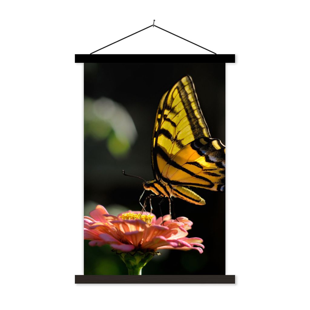 MuchoWow Textilposter Schmetterling - Botanisch - Blume 120x180 cm mit schwarzem Rahmen - Fotos