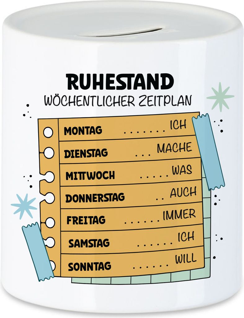 Ruhestand Wöchentlicher Zeitplan Spardose Wochenplan Zeitplan Ruhestand Pension Plan Tagesstruktur Rente