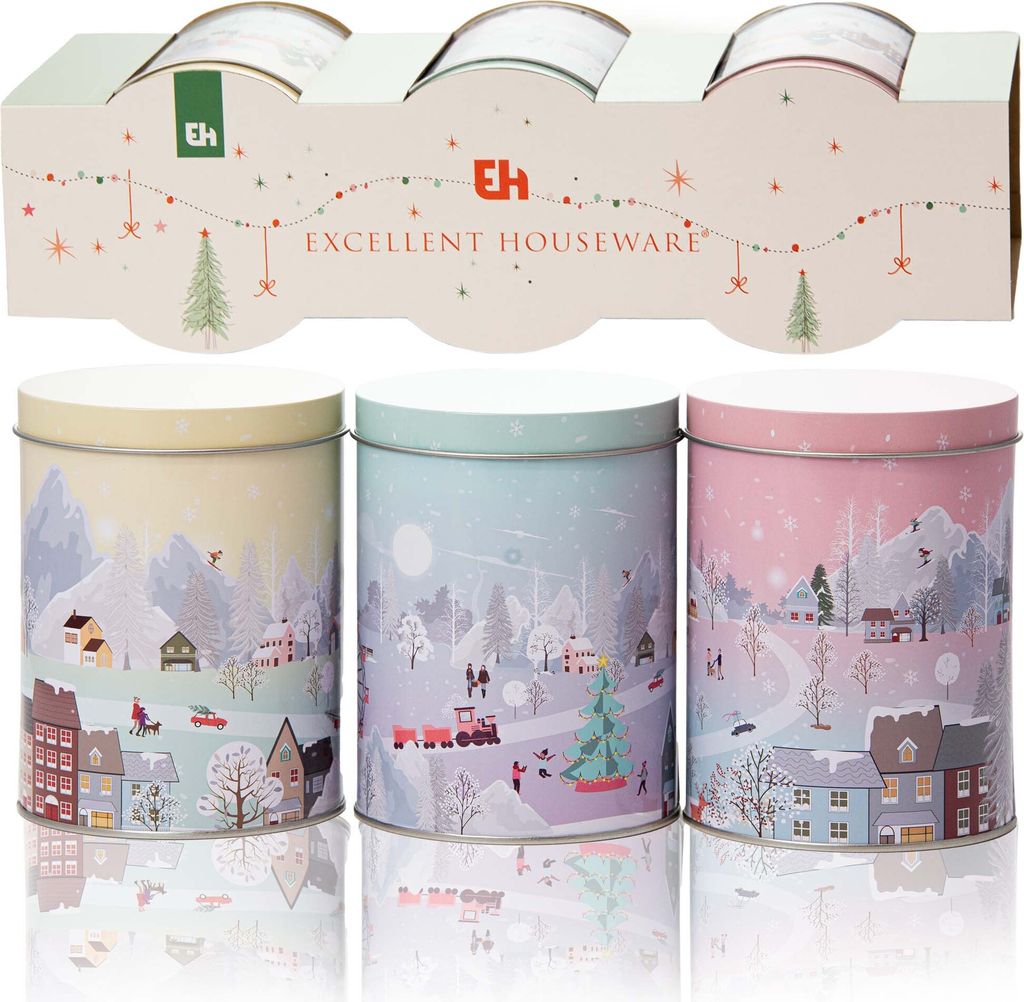 3X Vianočná Plechovka Dóza Kontajner Vianoce 14 Cm Na Obrázok produktu 