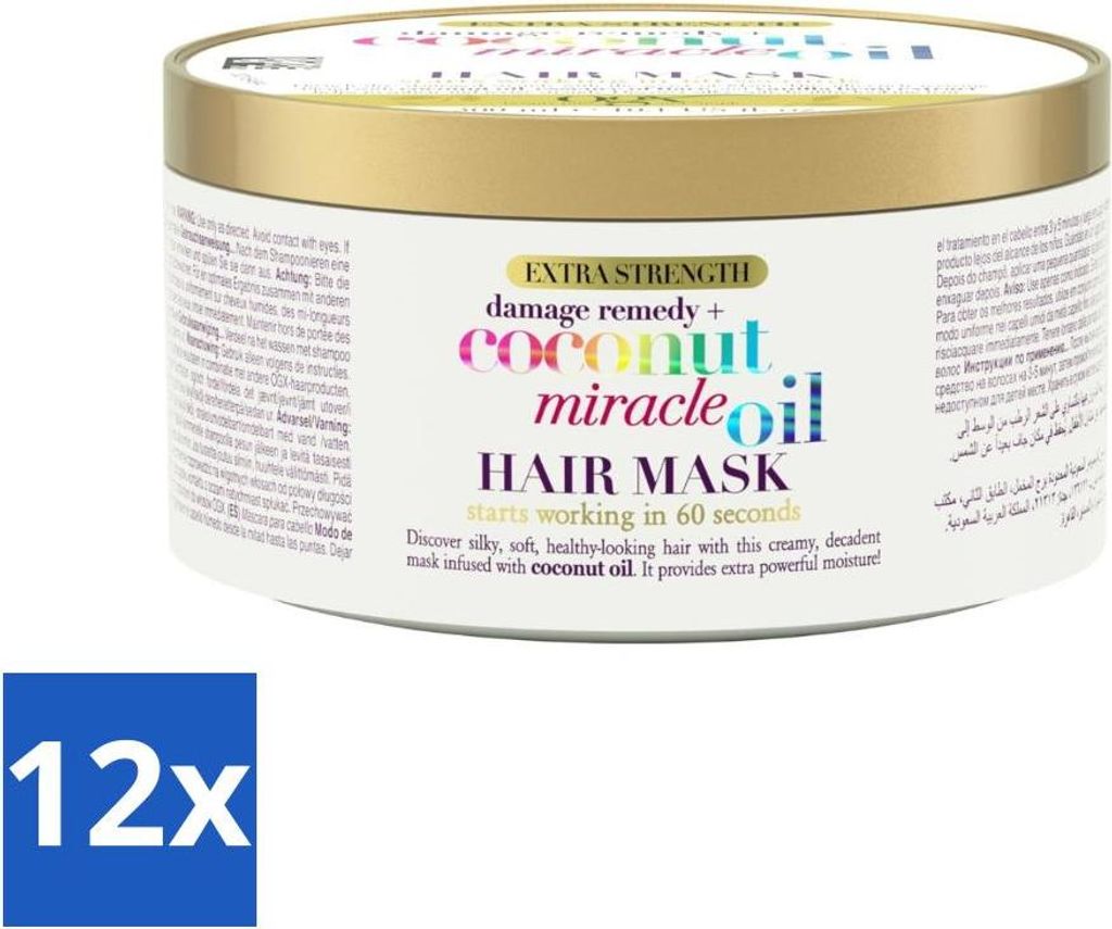 OGX Coconut Miracle Oil Haarmaske – Intensiv pflegend – Für geschädigtes Haar – 300 ml - Vorteilspack - 12 Stücke