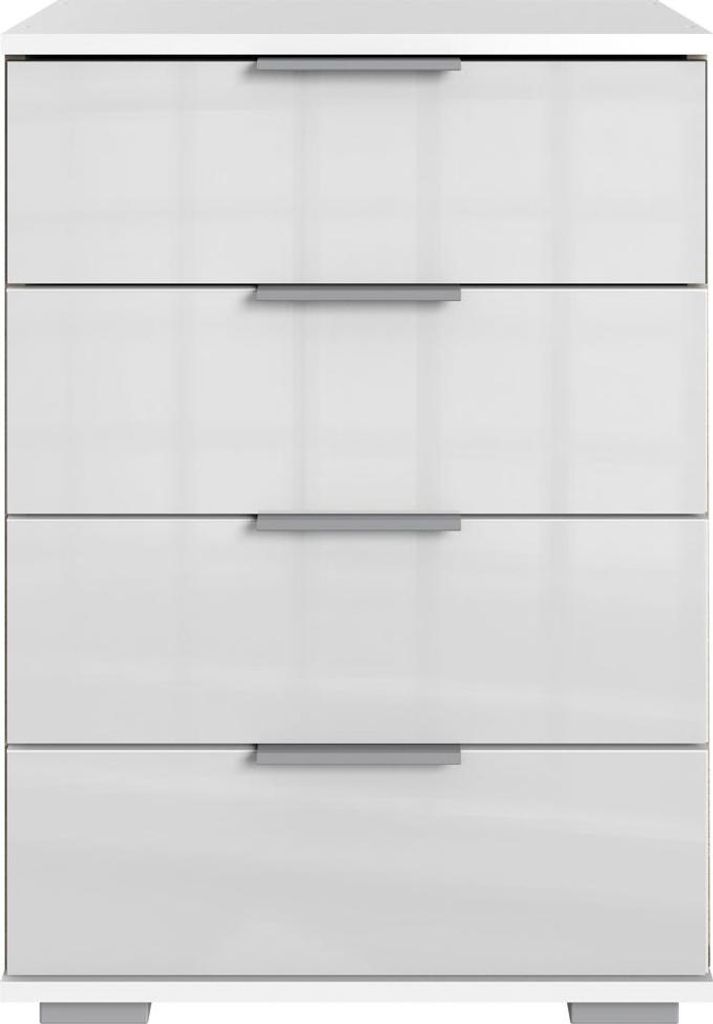 Nachtschrank Easy Plus Schubladenkommode 52x38x74cm weiß Front Weißglas