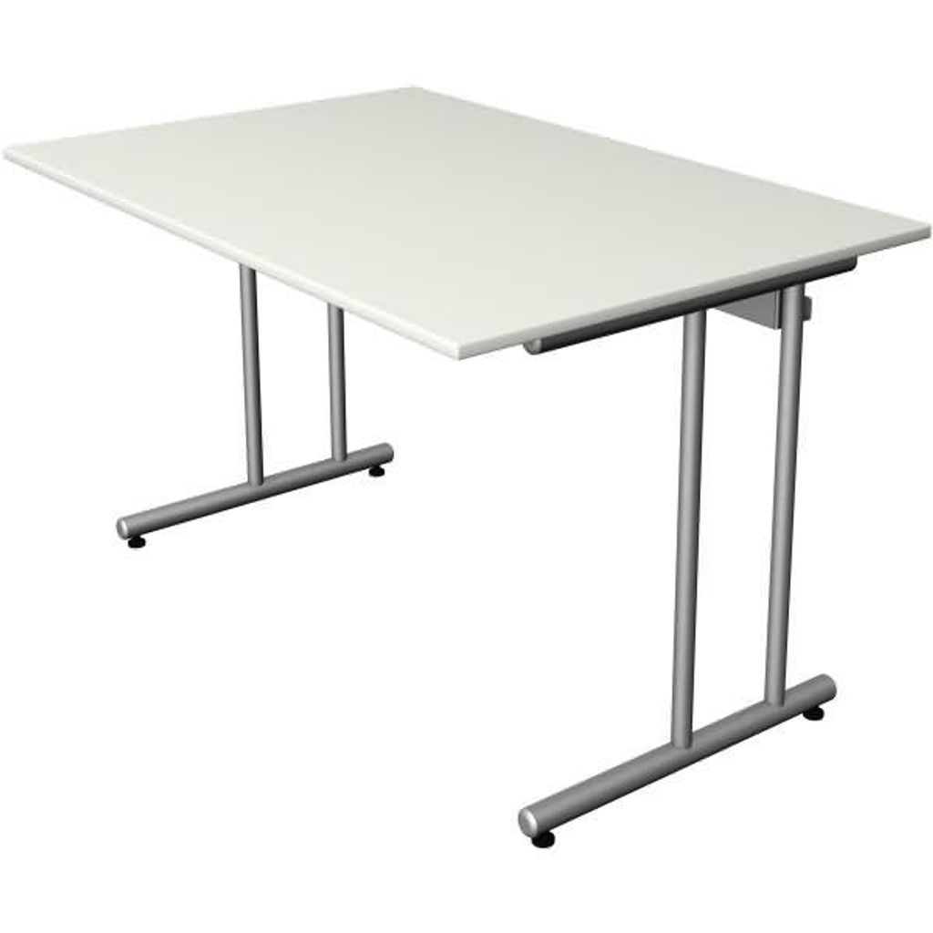Kerkmann Schreibtisch START UP 120x80x75 cm C-Fuß-Gestell alusilber inkl Kabelkanal verschiedene Dekore Weiß