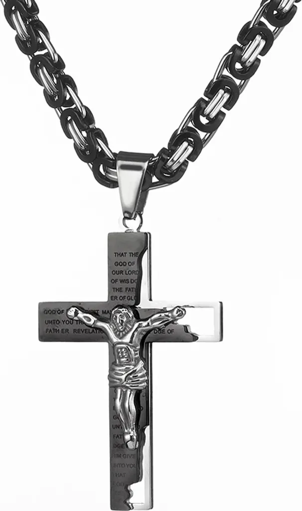Bijou collier pour homme chic et sport en acier bicolore 60cm KP32544