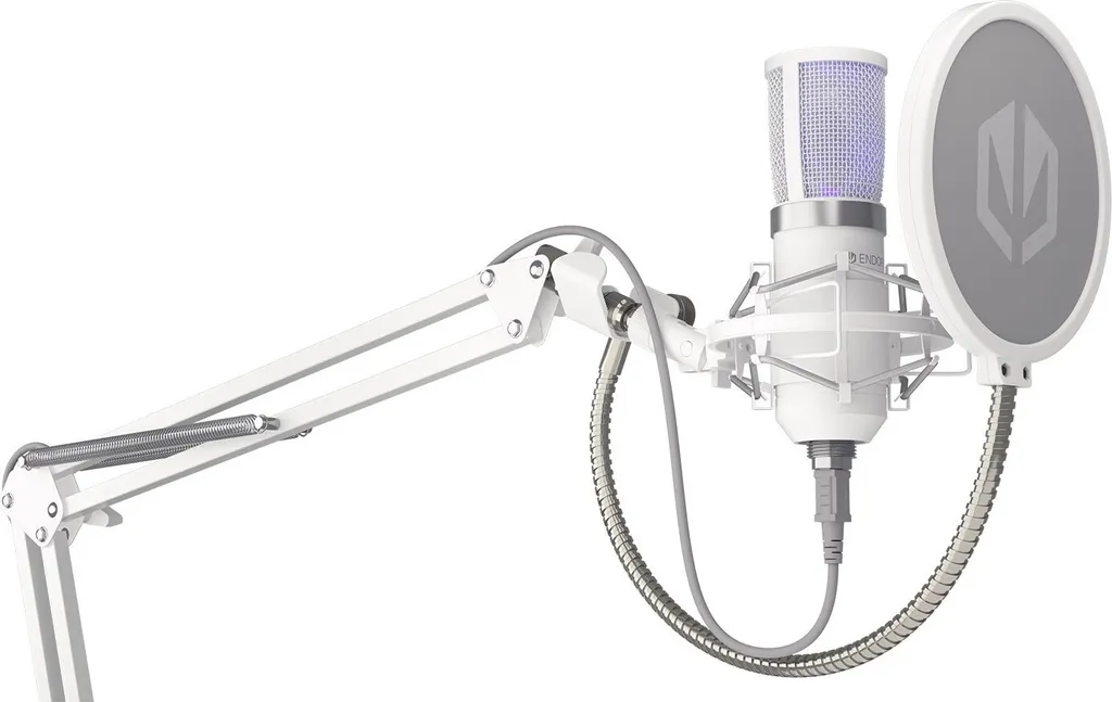 Microphone pour Podcast et Gaming Solum Onyx White USB avec Support Bras - 8
