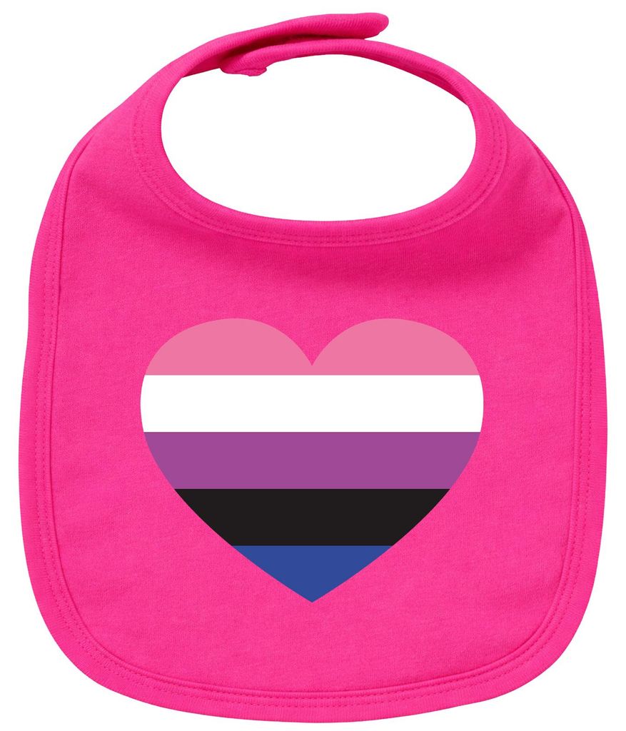Huuraa Baby Lätzchen Genderfluid Pride Flagge LGBTQ Herz Cherry Pink Klettverschluss Baumwolle Latz Geschenkidee