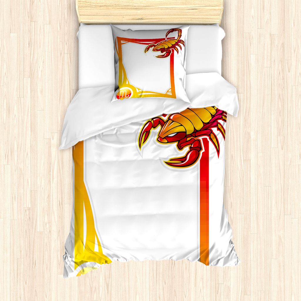 ABAKUHAUS Sternzeichen Skorpion Bettbezug Set für Einzelbetten, Rahmen, Milbensicher Allergiker geeignet mit Kissenbezug, 135 cm x 200 cm - 80 x 8...