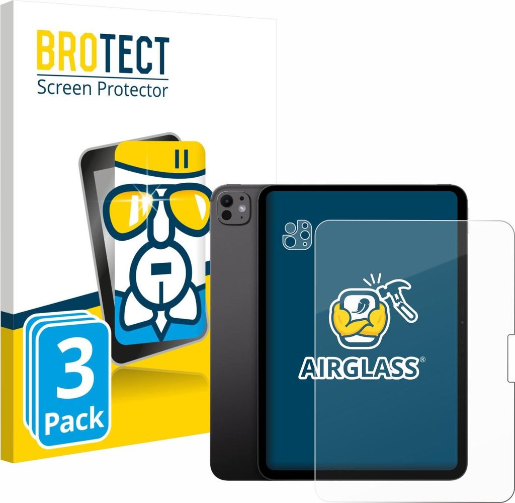 3x BROTECT Schutzglas für Apple iPad Pro 11" 2025 (Display+Kamera) Schutzfolie Panzer Folie Glas Display Schutz klar