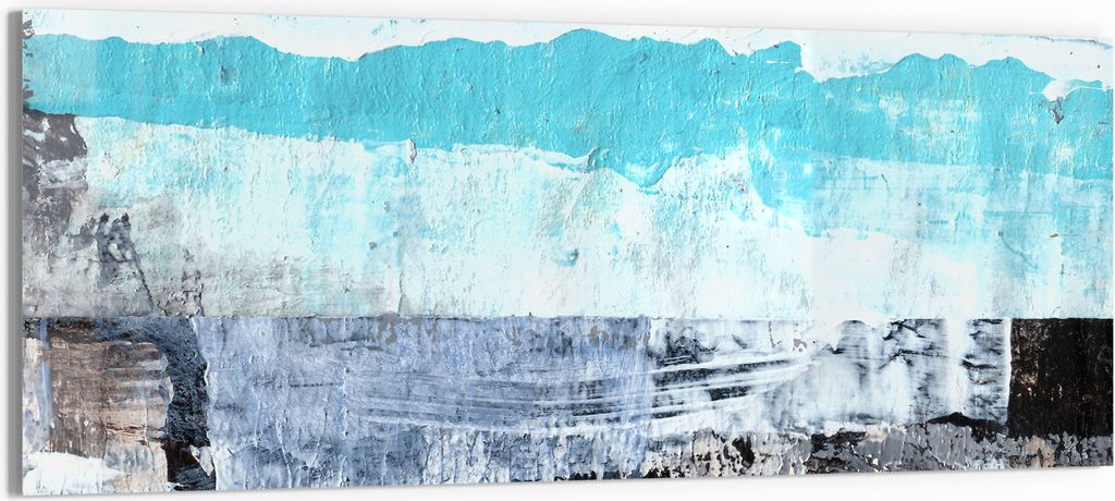DEQORI Glasbild Acryl 125x50 cm 'Blaue Tiefen' Wandbild Bild modern Deko