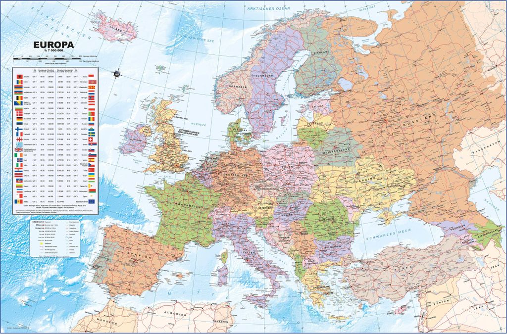Politische Europakarte als Poster, deutsch, ca. 90x61cm