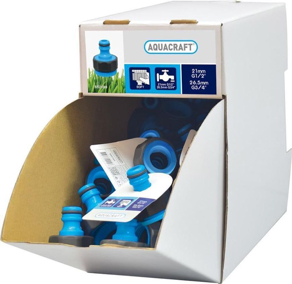 PROREGAL Anschlussstück, Adapter Softtouch 3/4 "-1/2", Aquacraft 552185, Displaybox, 70Ks