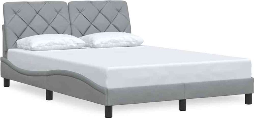 "im Sonderangebot"Bettgestell - CLORIS - Doppelbett - Robust und langlebig - ohne Matratze Hellgrau 140x190 cm - Einfache Montage - Stoff - NeuMöb...