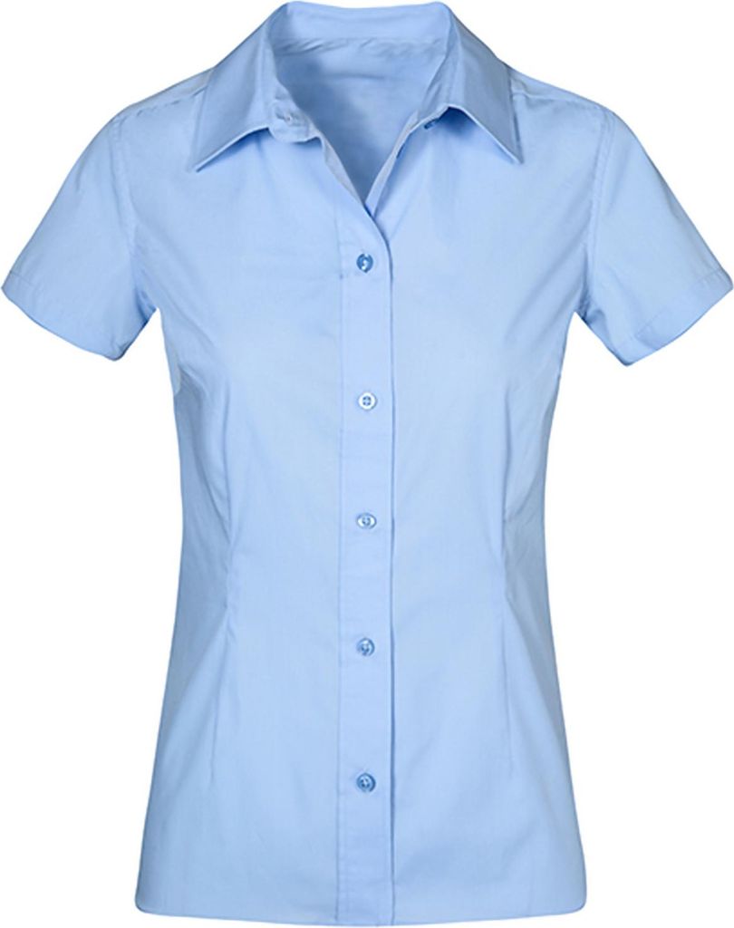 Business Kurzarm-Bluse Damen, Hellblau, L