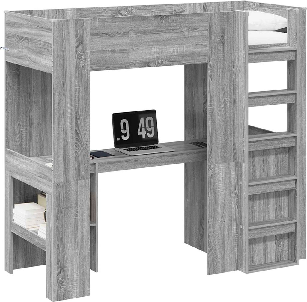 Etagenbettgestell mit Schreibtisch Graues Sonoma 75 x 190 cm