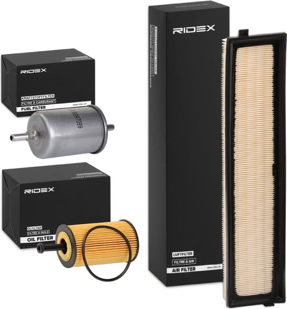 RIDEX Filterset Inspektionspaket Filtersatz passend für PEUGEOT 206 Schrägheck (2A/C) 206 CC (2D) 307 SW (3H) 307 (3A/C) 206 SW (2E/K) 307 Break ...