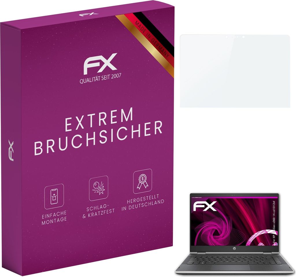 atFoliX FX-Hybrid-Glass Displayfolie kompatibel mit HP Pavilion x360 14-cd1012nf Glasfolie