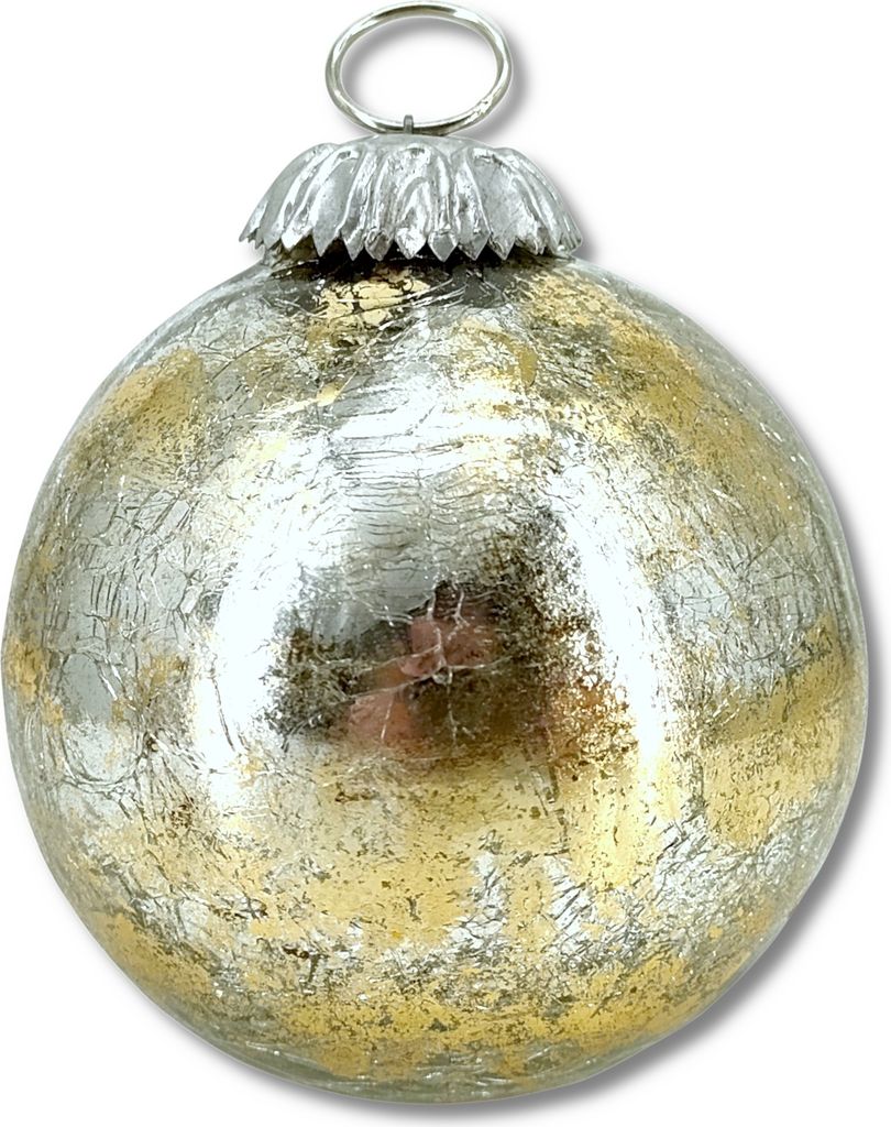 Glas Weihnachtskugel gold - B - 8,5 x 10cm Deko-Kugel Produktbild 