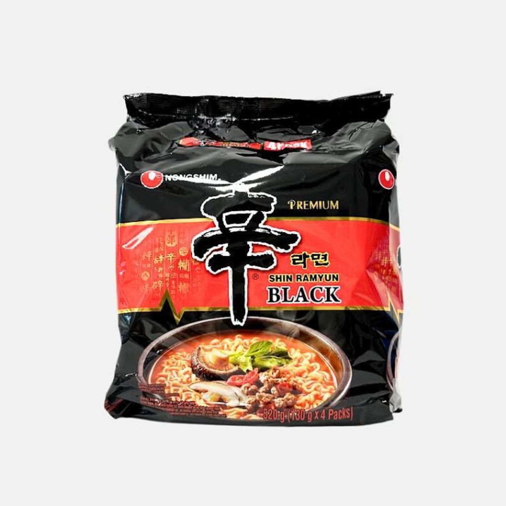 A package of Nongshim Shin Ramyeon Black instant noodles.