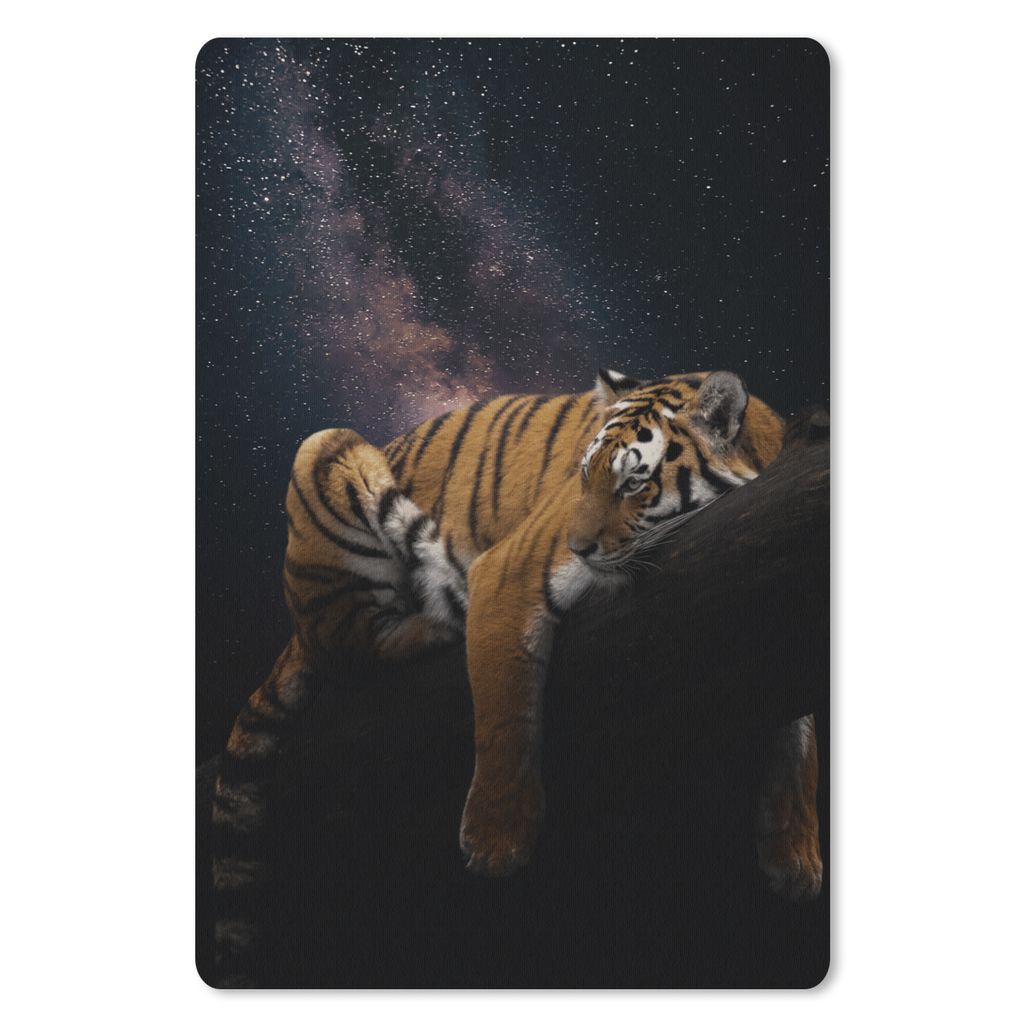 MuchoWow Mauspad Mousepad Tiger - Universum - Sterne 40x60 cm - Mousepads - Maus Mat - Pad - Mausunterlage - Schreibtisch Accesoire