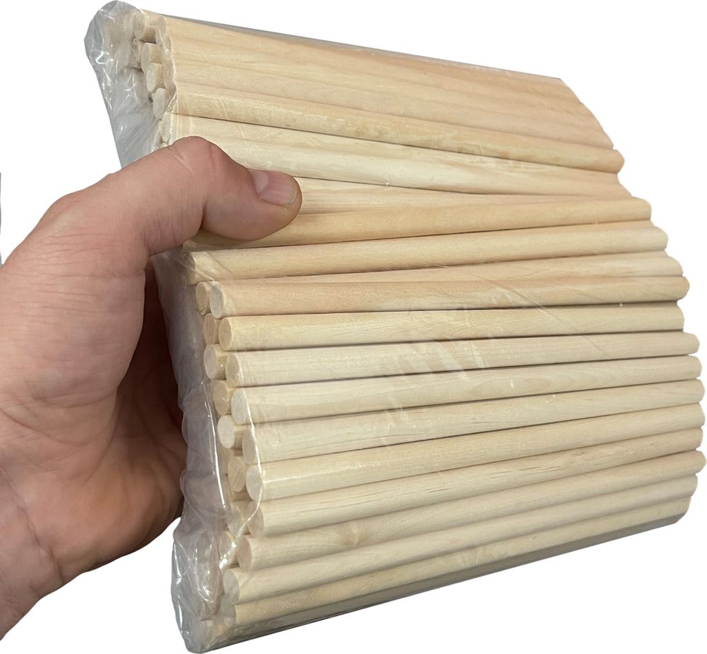 Set van 100 houten stokjes (30 cm lengte, 10 mm diameter, Productafbeelding 