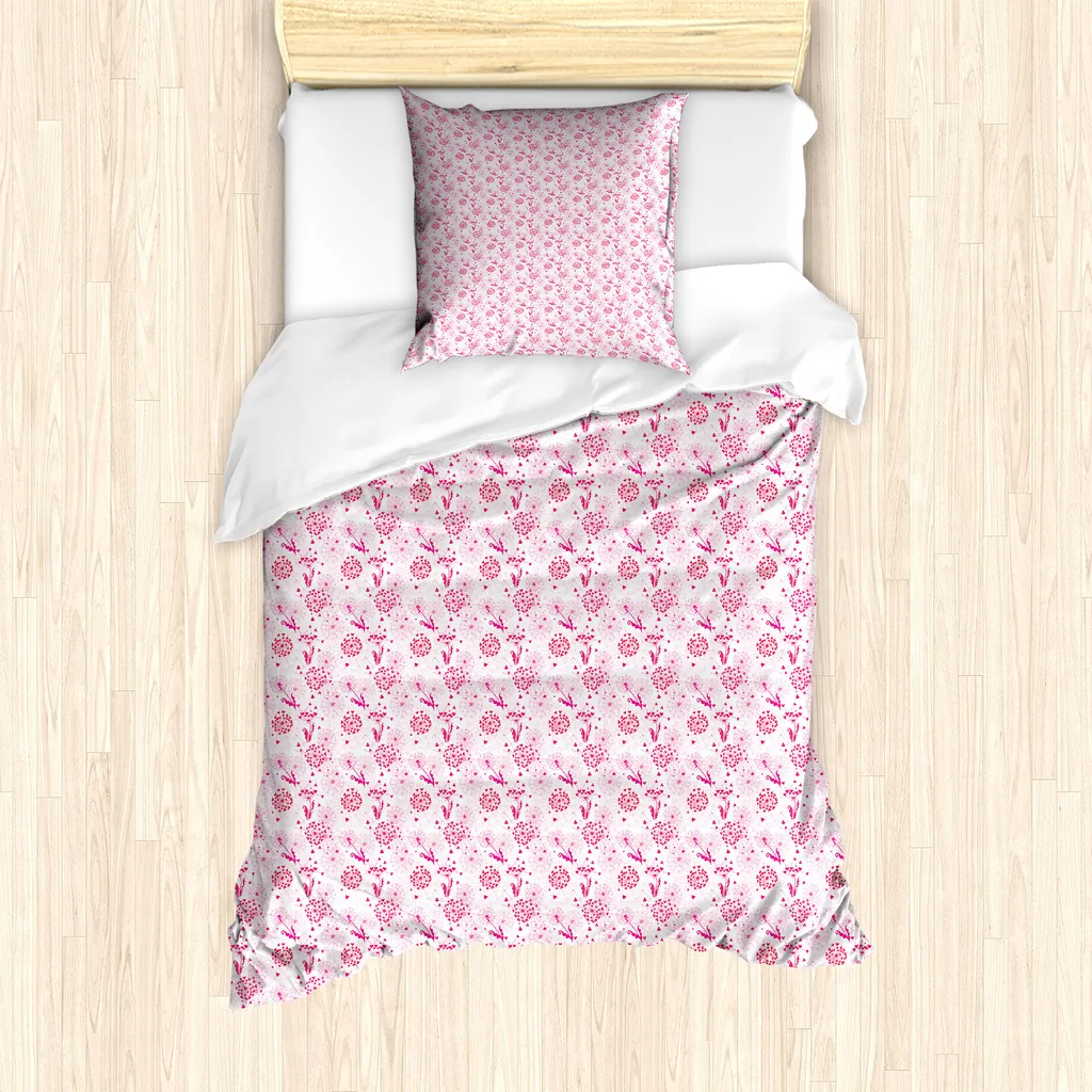 Parure Letto ABAKUHAUS Rosa Corallo 135x200 Cuori Romantici