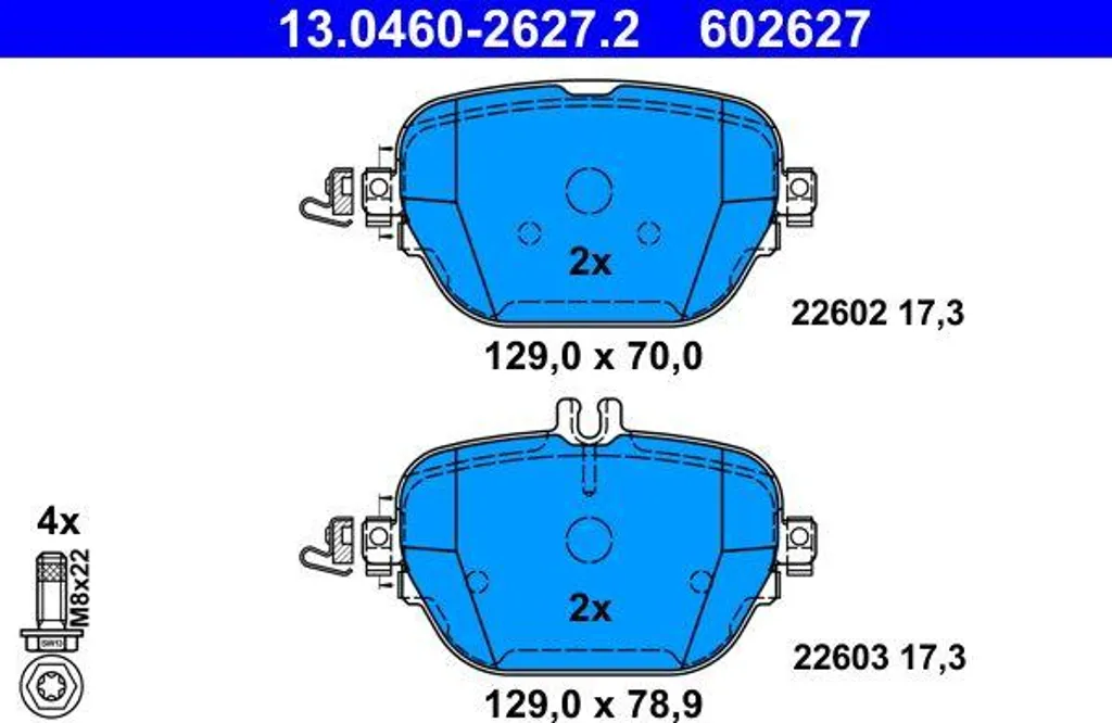 Plaquettes de frein haute performance ATE 13.0460-2627.2 anti-bruit