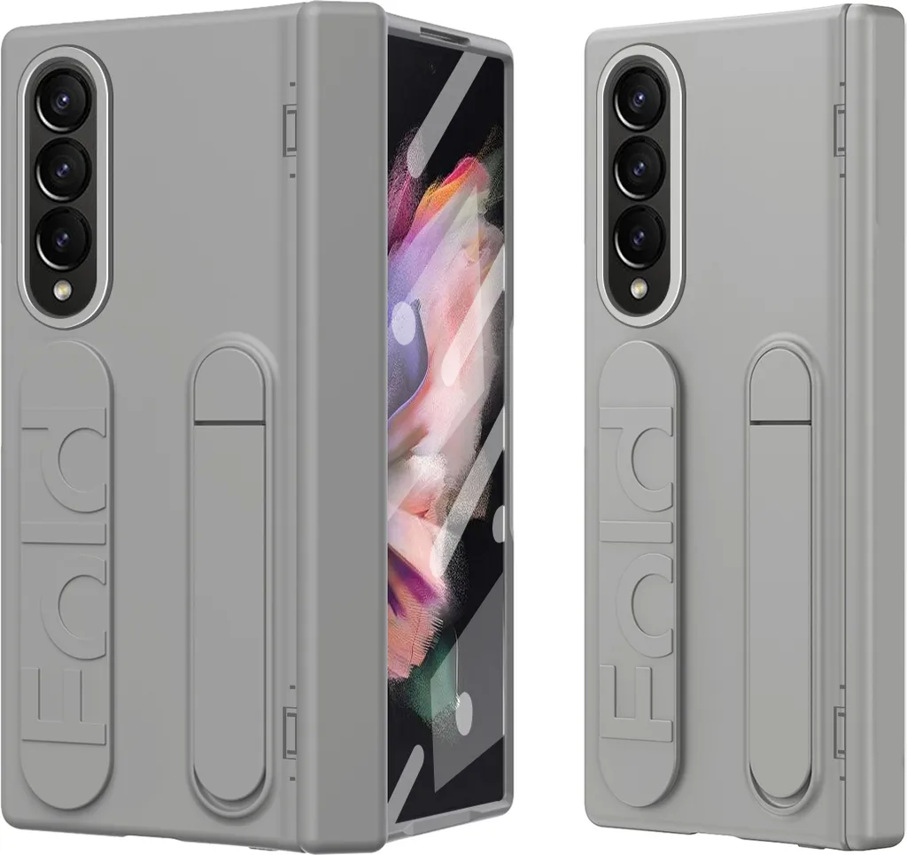 Custodia Antiurto Samsung Z Fold 3 Grigio: Cerniera e Strap Rinforzati