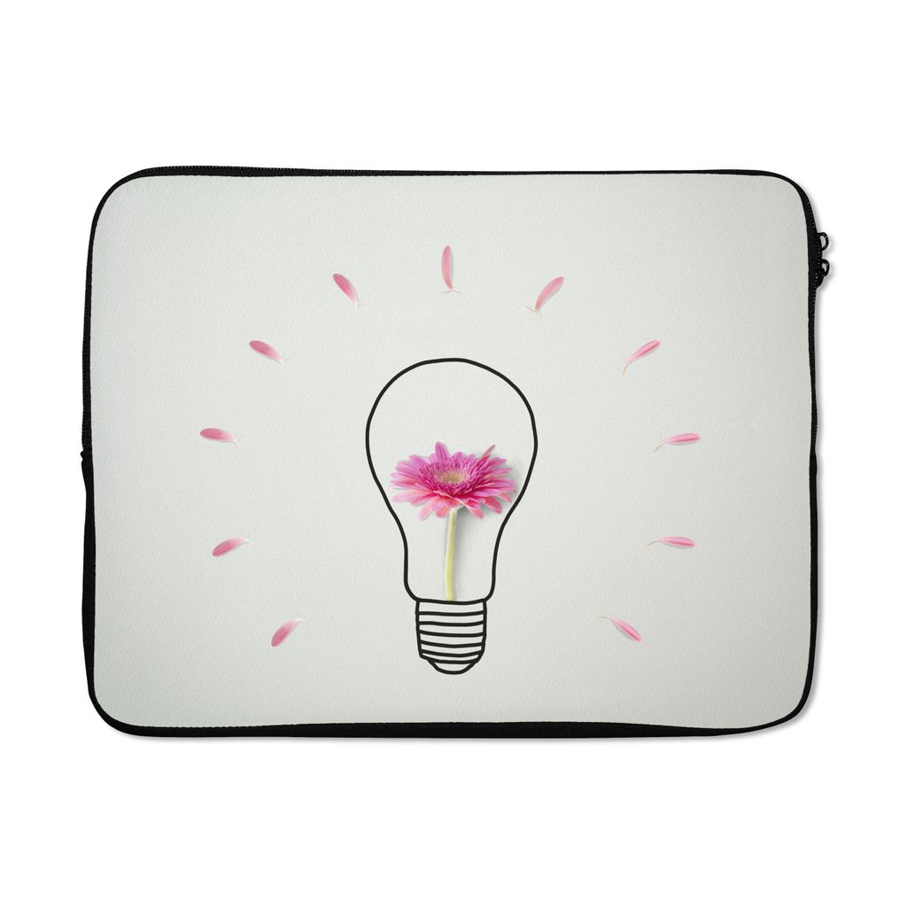 MuchoWow Laptop Hülle 17 Zoll Laptoptasche Glühbirne mit Blume - Zipper - Schutzabdeckung
